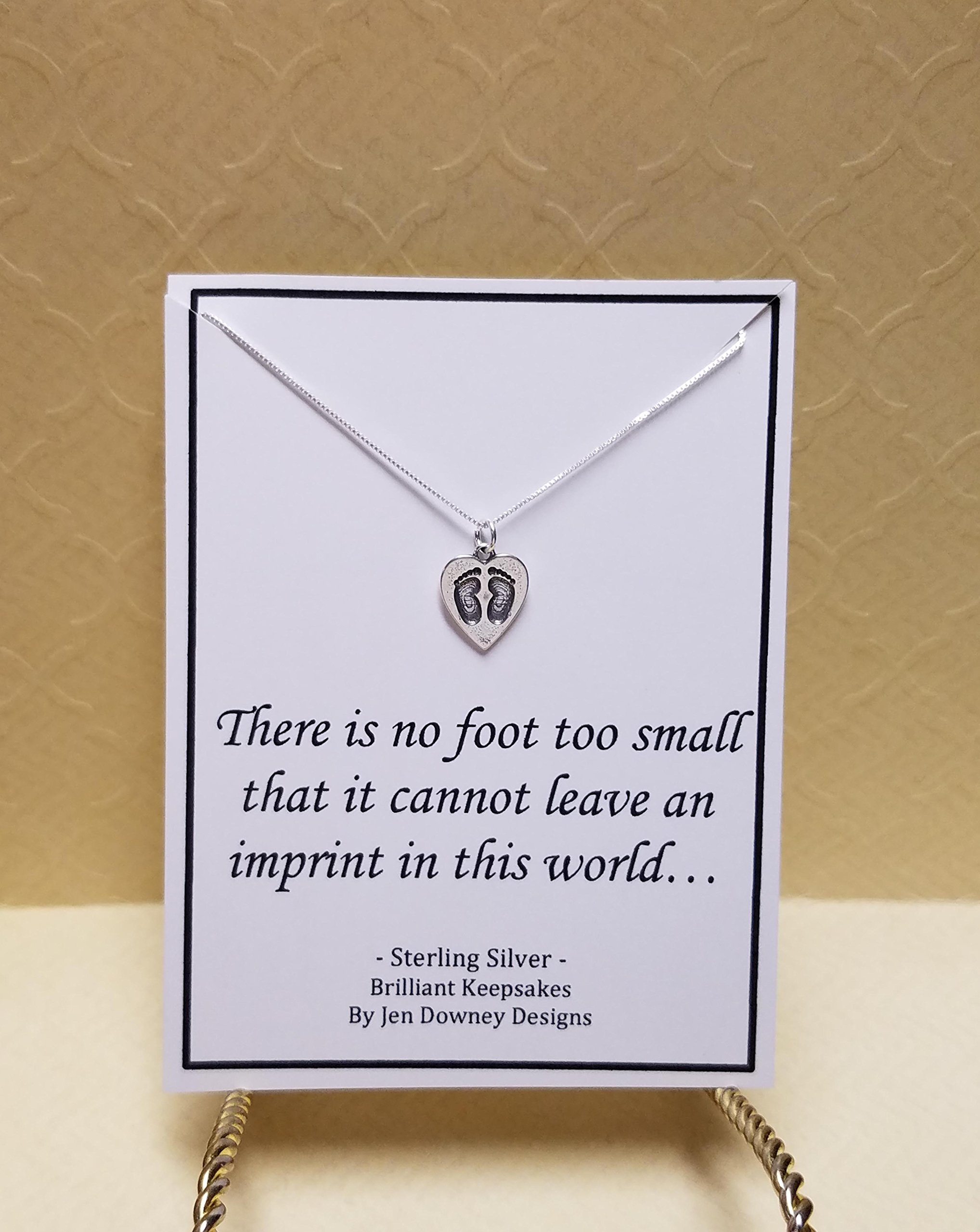 There is no foot too small miscarriage quote sterling silver heart pendant necklace sympathy gift