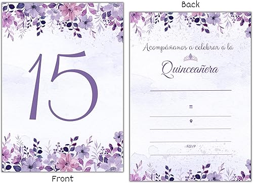 Miniatura 2 de Elcer 20 invitaciones de fiesta de quinceañera con sobres | Invitaciones en blanco | 5 x 7 | Recuerdo de fiesta de cumpleaños 15 | Dulce 15 | En
