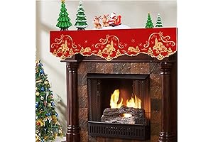 Enchanting Embroidered Christmas Village Mantel Shelf Runner