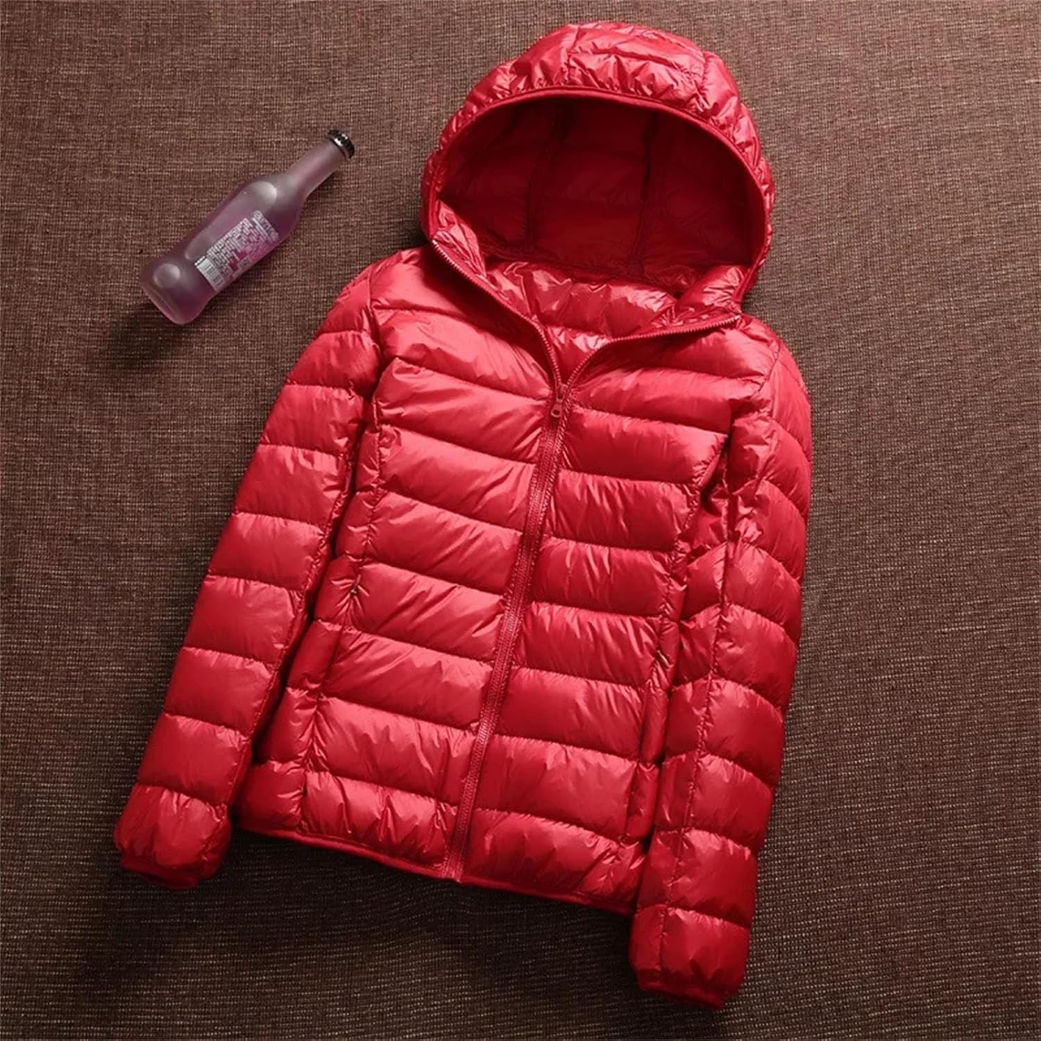 Ladies White Duck Down Jacket Ultra Light Hooded Hiking Outwear Portable Thermal Coat