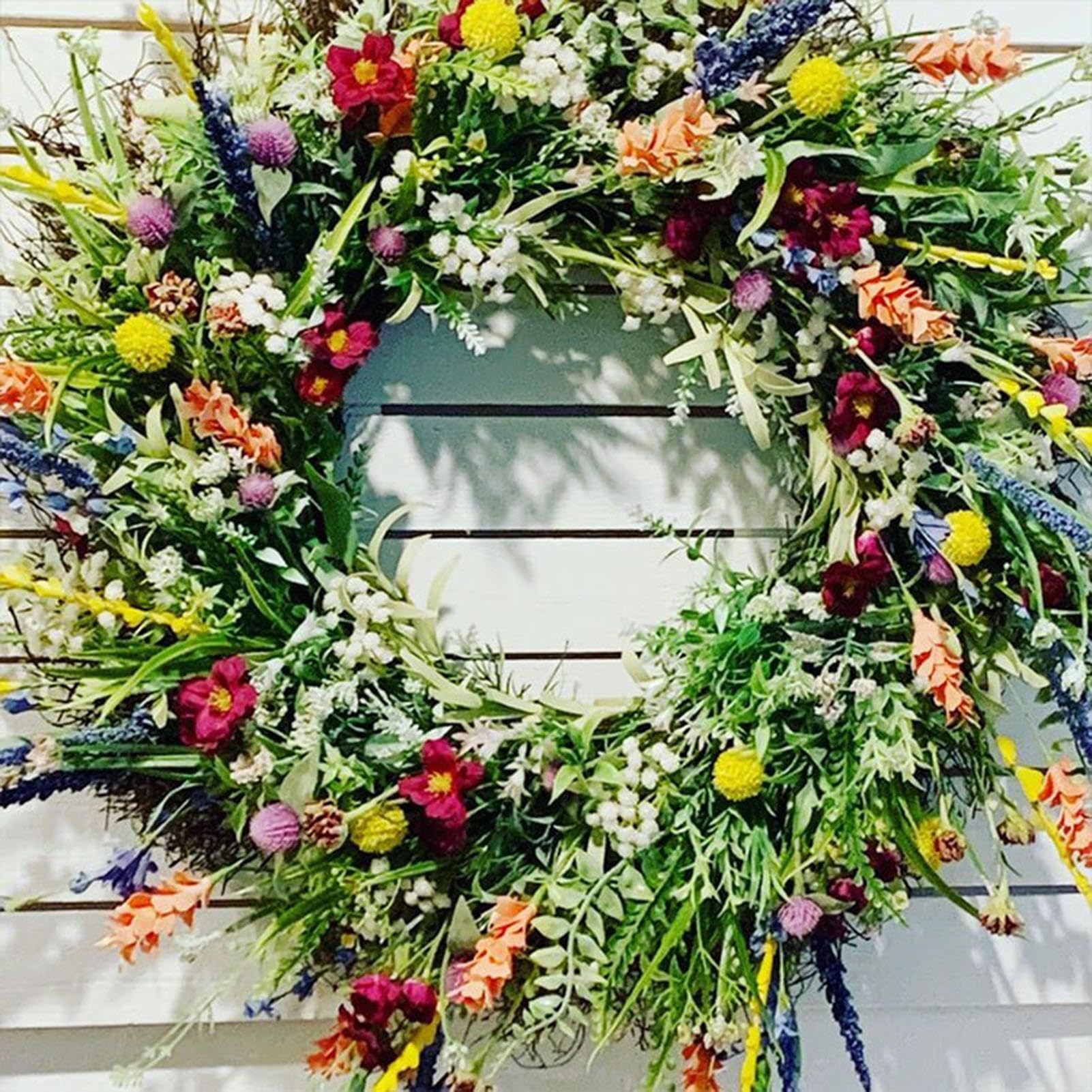 Lente Zomer Wildflower Deurkrans, Rond, Voor De Voordeur, Bruiloft, Thuis, Decoratie, Kunstbloem, m, 50 cm, Kerstmis, Pasen - Nederland