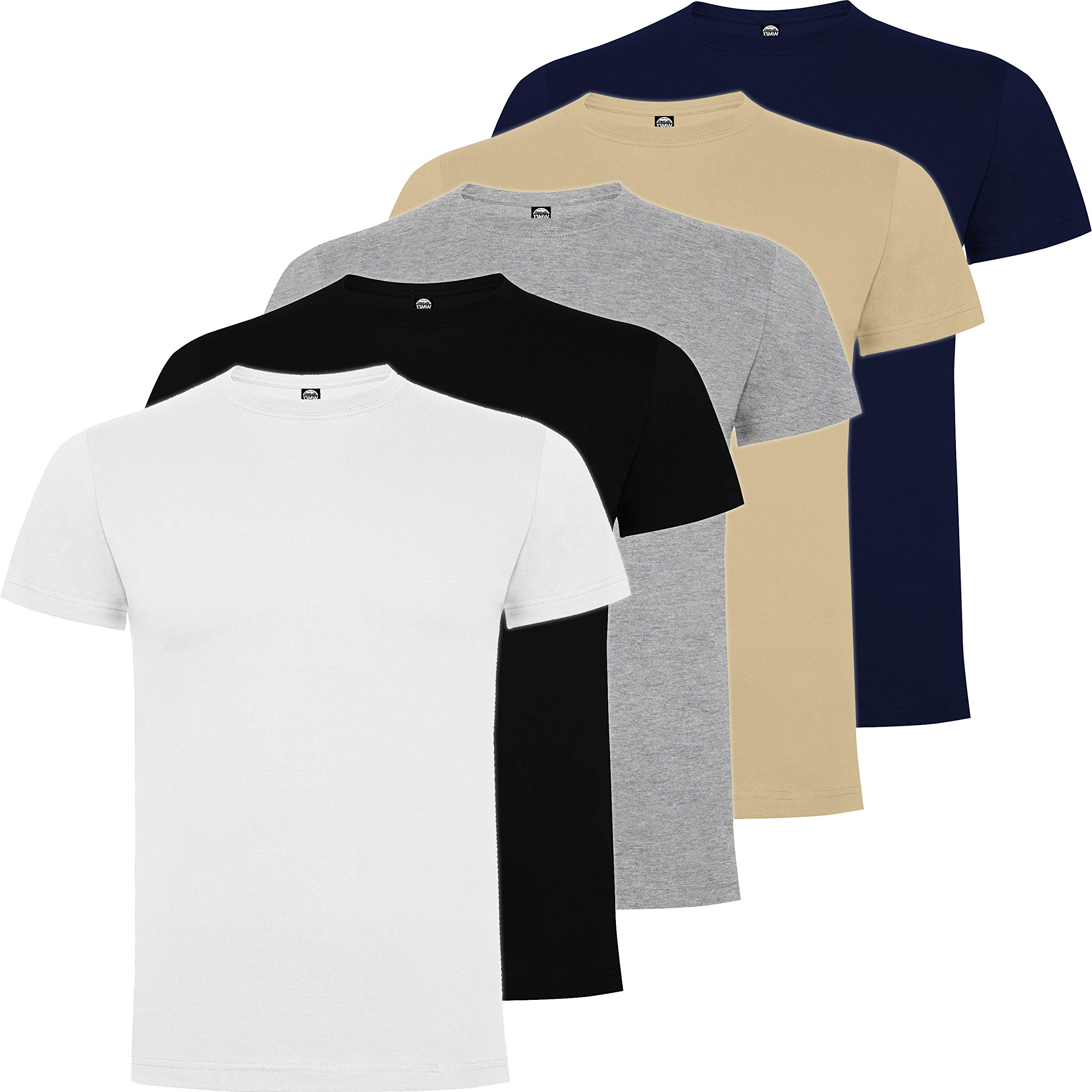 13MW Pack 5 | Camiseta Algodón Hombre | Camiseta Básica Hombre Premium | Manga Corta