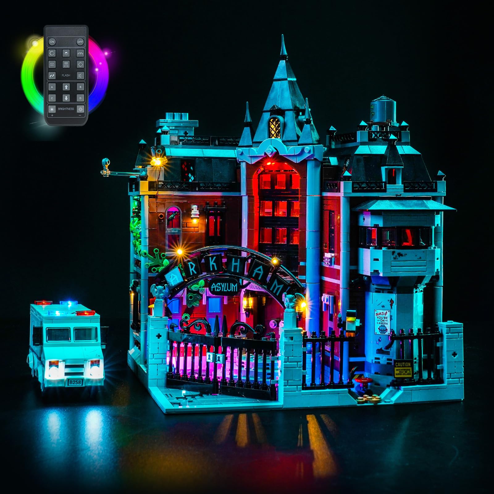 LocoLee RC Led Light Set Compatible with Lego 76300 Arkham Asylum Led Decoration Lighting Kit Compatible with Lego 76300 Building Blocks Model,Only Lights Set,No Model — image 1