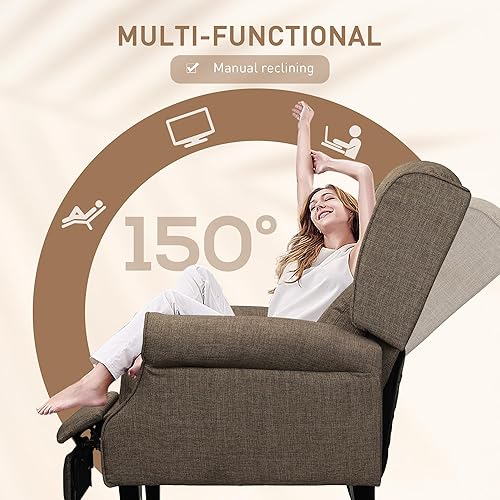 Miniatura 5 de HOMCOM Vibration Massage Recliner Chair for Living Room with Heat, Wingback Single Sofa, Modern Linen Fabric Push Back Reclining Chair with