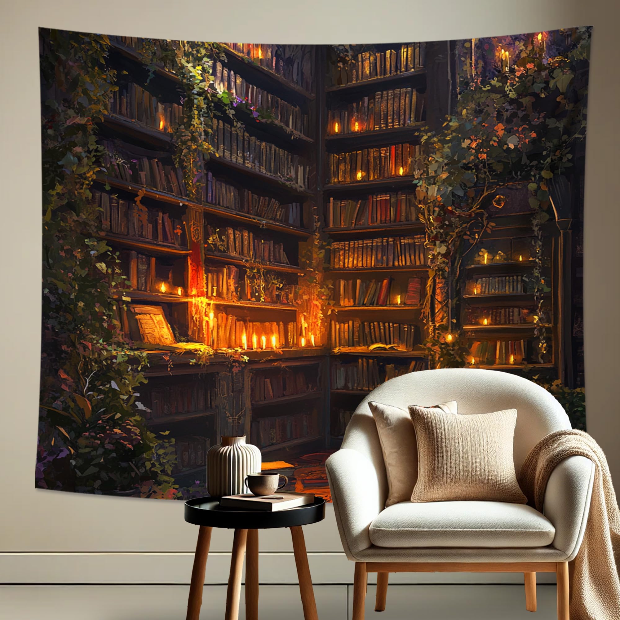 Arazzo Da Parete Bookstore Warm Candlelight Flower Arazzo Cucina 2XL