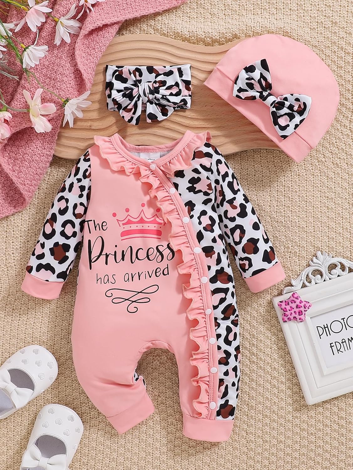 Preemie Newborn Baby Girl Clothes Infant Fall Winter Outfits Letter Floral One-Piece Romper+Jumpsuit - Image 2