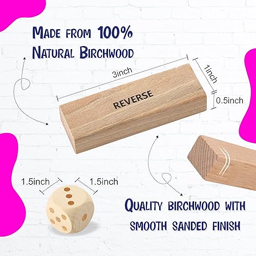 Miniatura 5 de BETTERLINE Juego de madera de bloques apilables para beber  48 piezas  Torre para adultos  Juego de fiesta de amigos, despedida de soltero (60