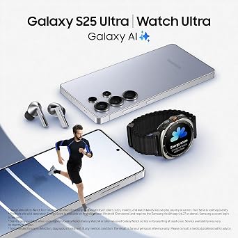 Samsung Galaxy S25 Ultra AI Smartphone, 12GB Memory, 512GB Storage, S Pen Included, Titanium Silverblue and Galaxy Buds3, Grey (UK Version)