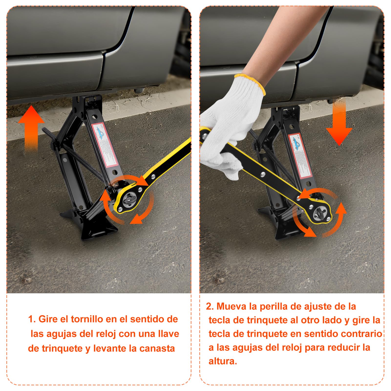 Gato de Tijera Ruedas Portatil 2.5T (5519 lbs), Gato de Tijera Elevador Tijera Manivela Familiar Camioneta Levantador para Coche Familiar SUV MPV