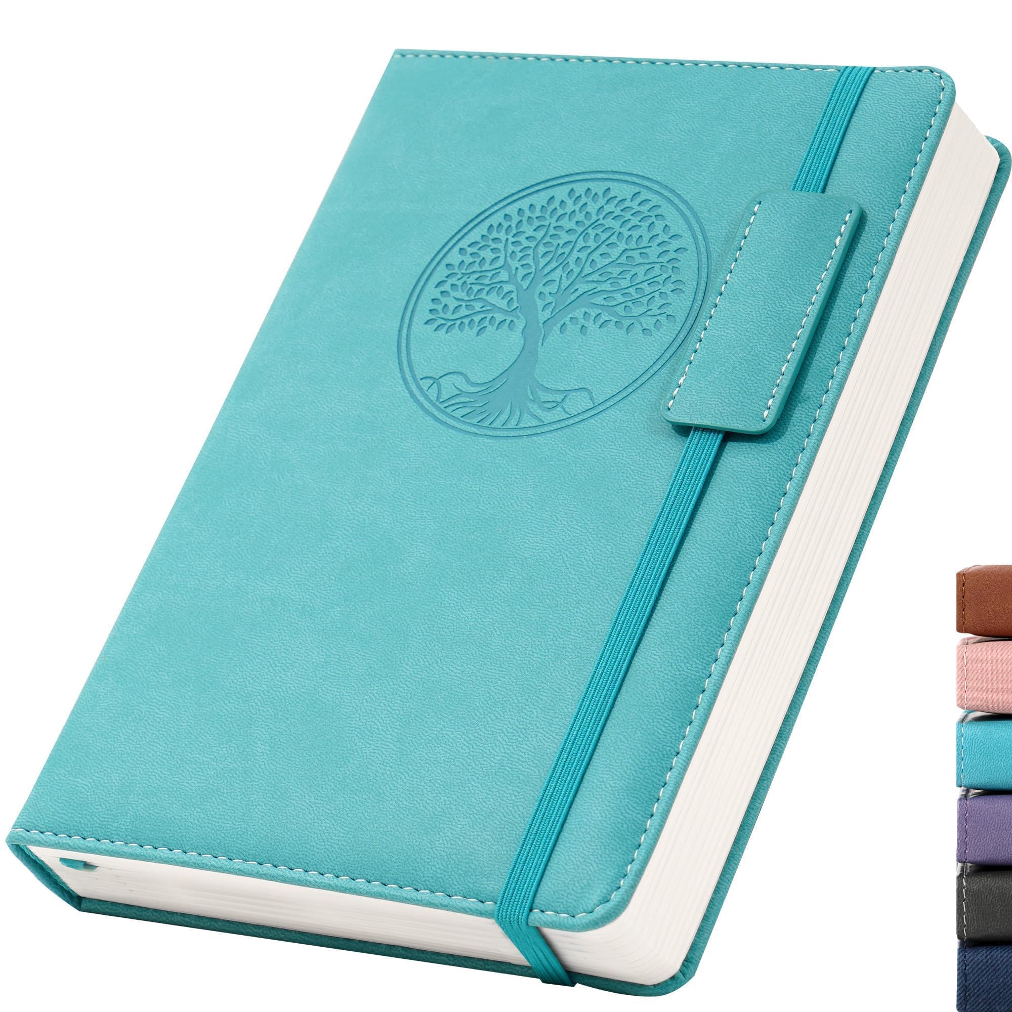 CAGIE Lined Journal Notebook for Women Hardcover Leather Journaling Notebook, 256 Pages A5 Notebook Journals for Writing Work Girls Diary, 5.7"x8.3"