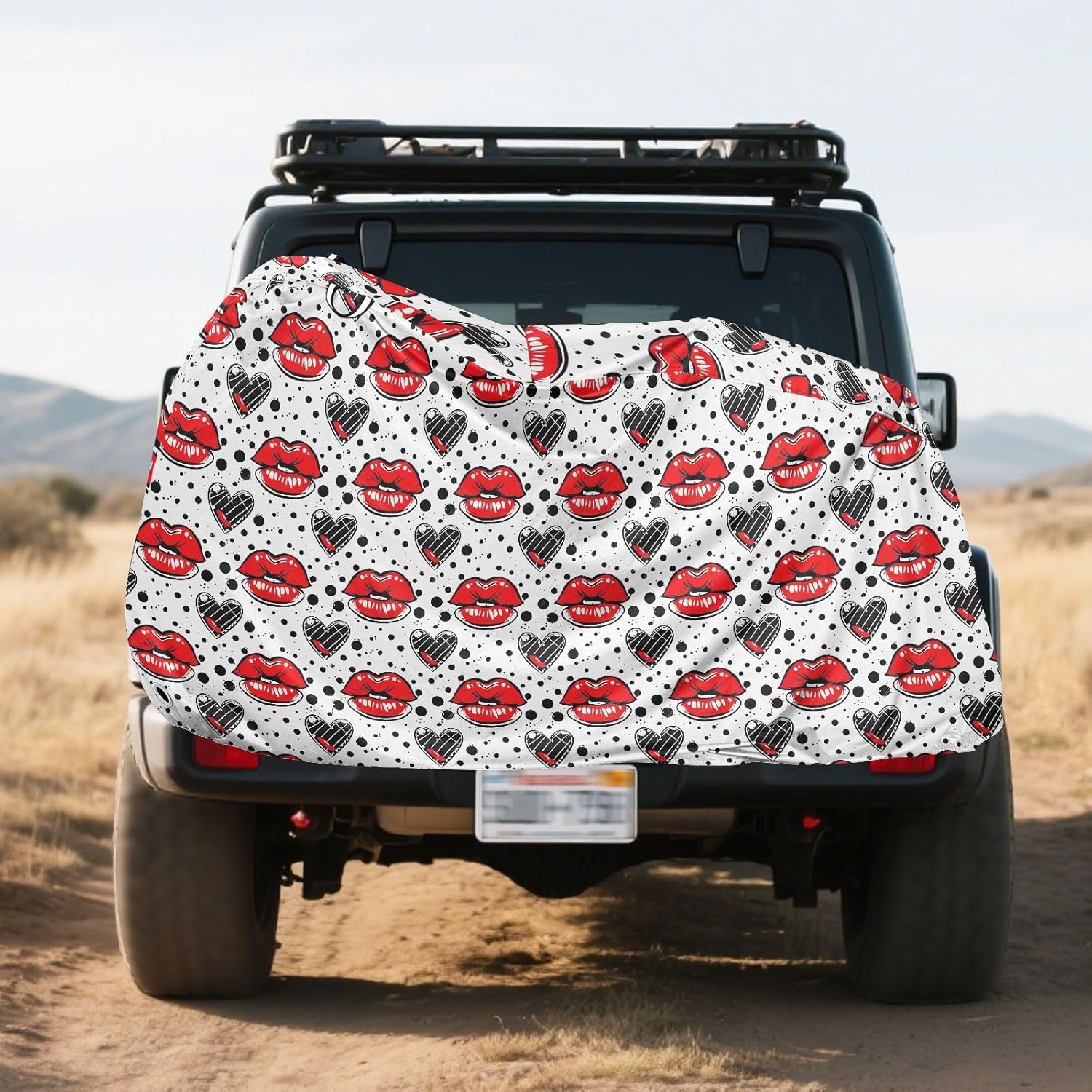ALAZA Red Lips Heart Polka Dots Bike Cover Waterproof Outdoor Ebike Bicycle Covers Tarp Protection for 1/2 Bikes, Sun UV Dust Wind Proof