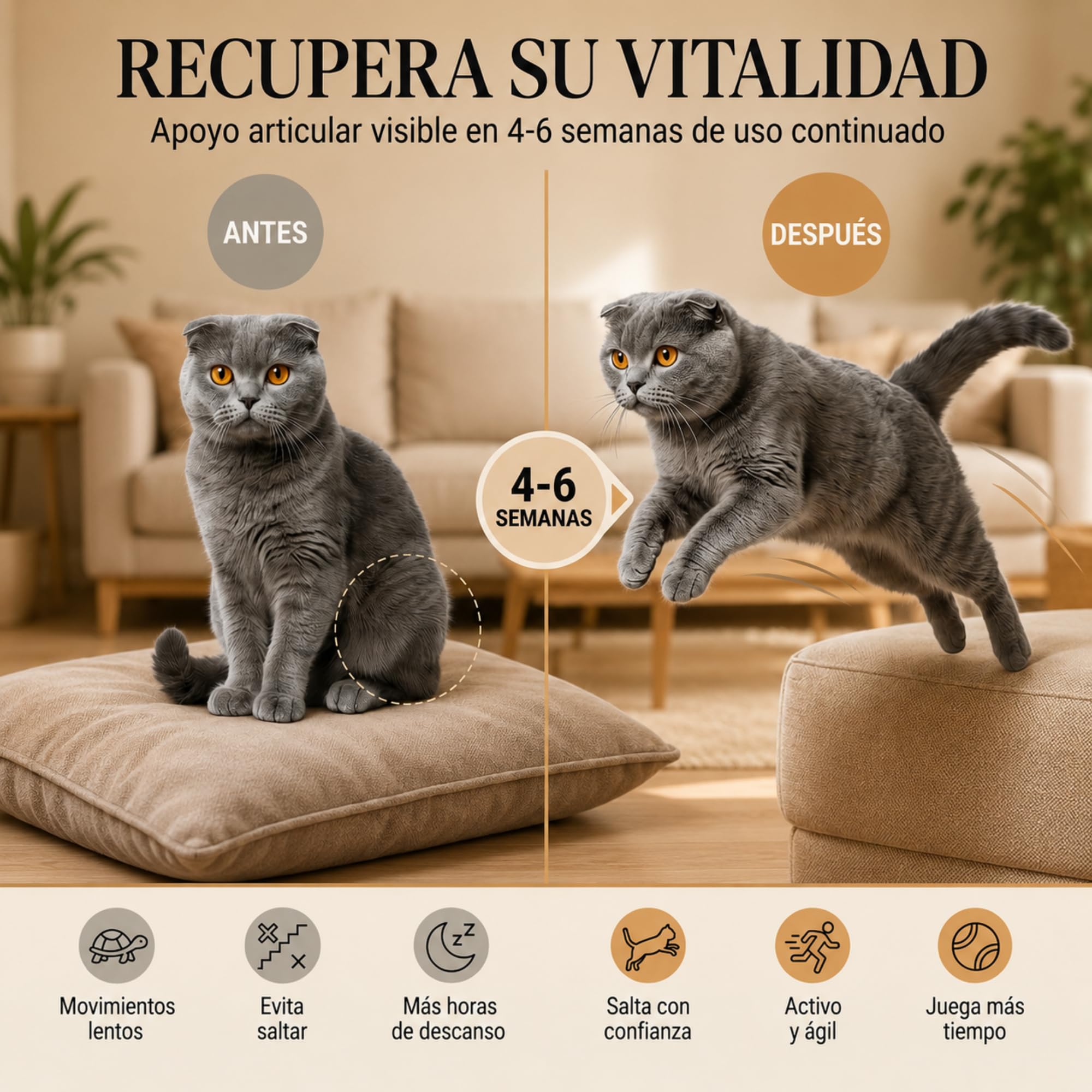 Condroprotector Gatos en Polvo 220g - Suplemento Articulaciones con Colágeno, Glucosamina, Condroitina, Ácido Hialurónico y Mejillón Verde - Apoyo Movilidad Gatos Mayores y Adultos - Jumpcare