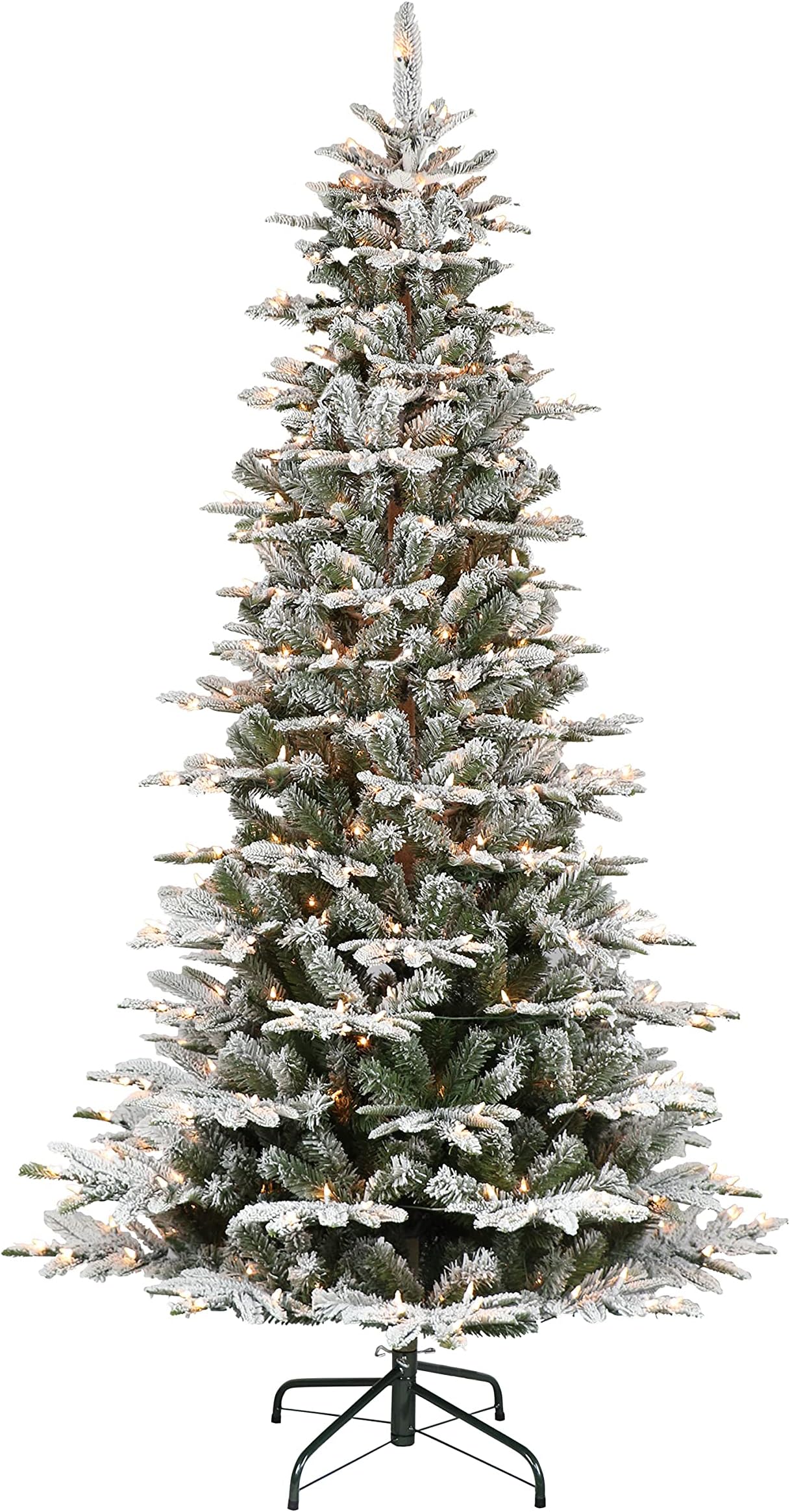Snow Kissed Pine Flocked Slim Christmas Tree with