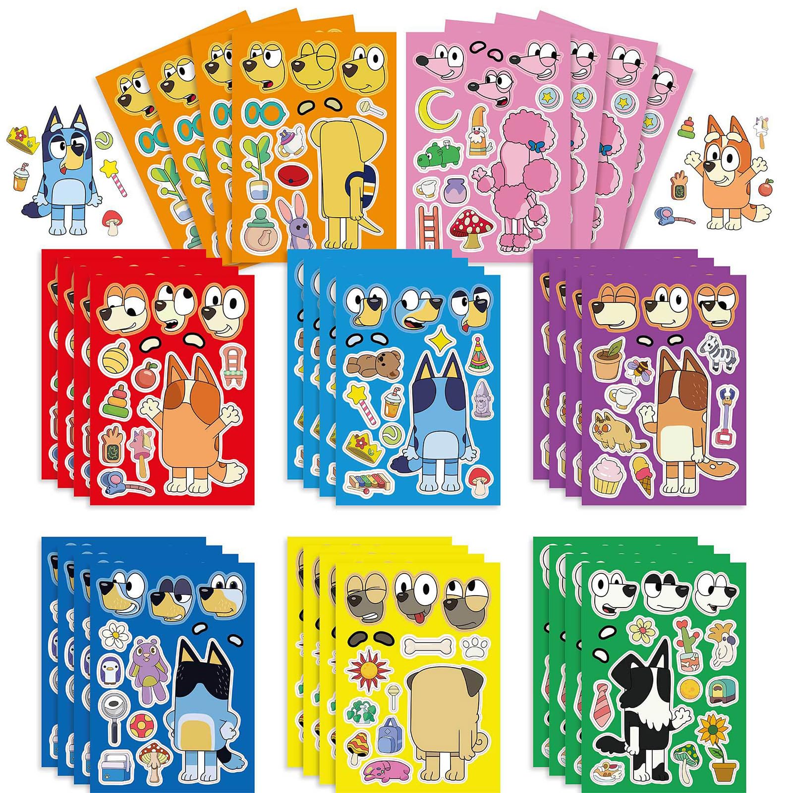 24 PCS Make a Face Stickers for Kids - Cartoon Stickers, DIY Puzzle Stickers Cute Anime Stickersfor for Birthday Decorations, Party Favors, Sticker Book