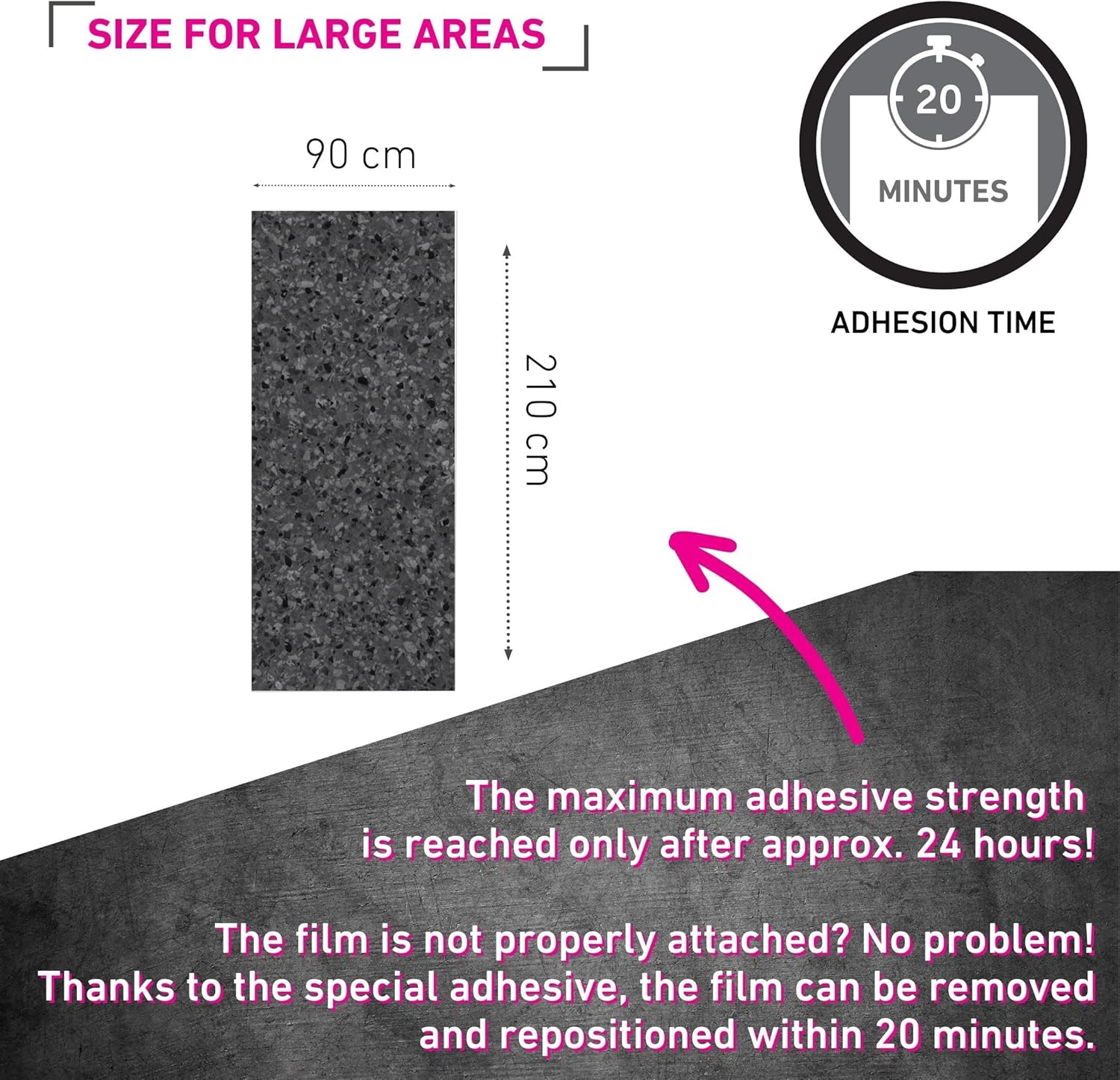 Venilia Basicline 54865 Self-Adhesive Film for Furniture/Wallpaper/PVC/Phthalates/Anthracite / 90 cm x 2.1 m