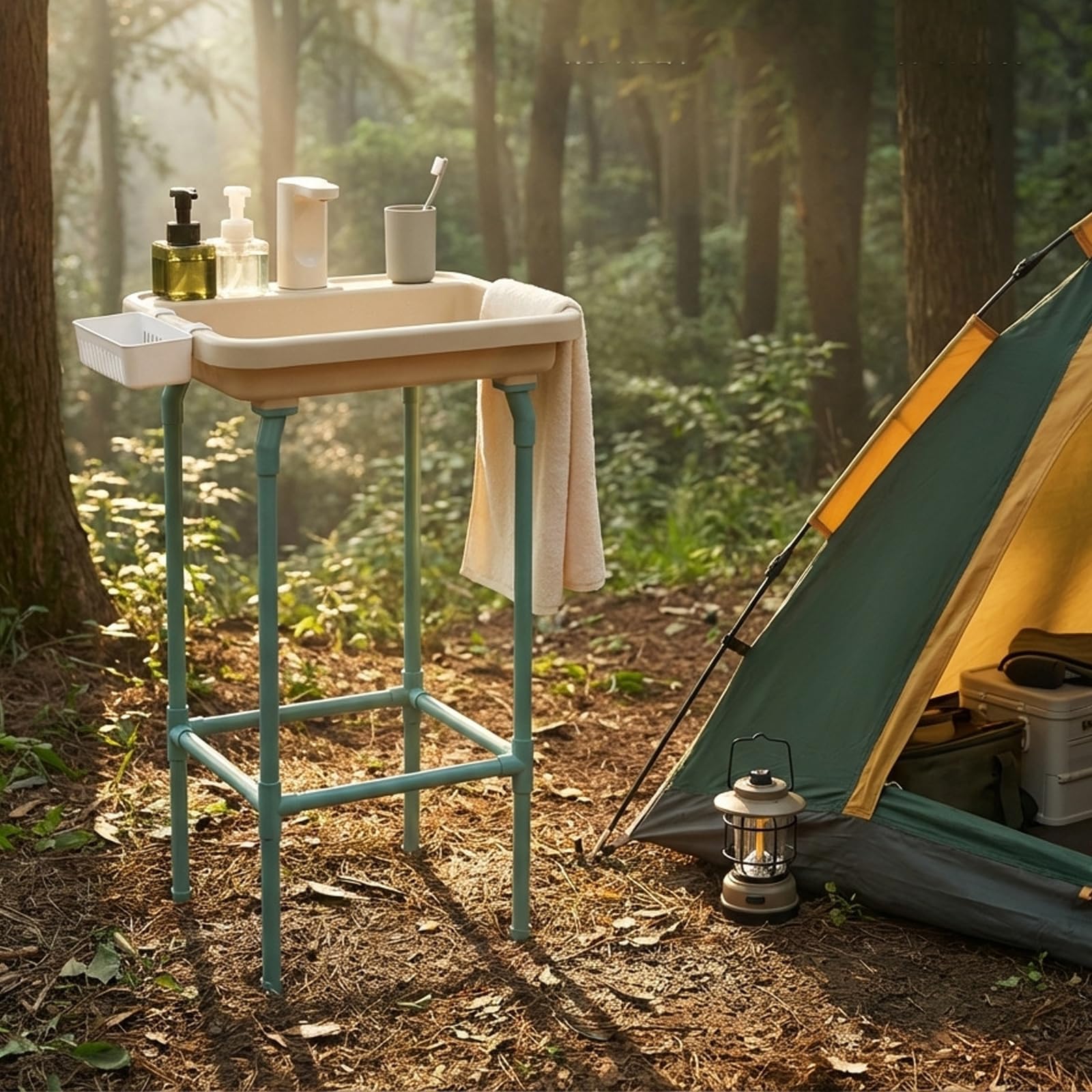 Tragbare Outdoor Spüle mit elektrischen Wasserpumpen und regulierbarem Ständer Waschen von Geschirr und beim Camping Leichte Camping Küchenspüle