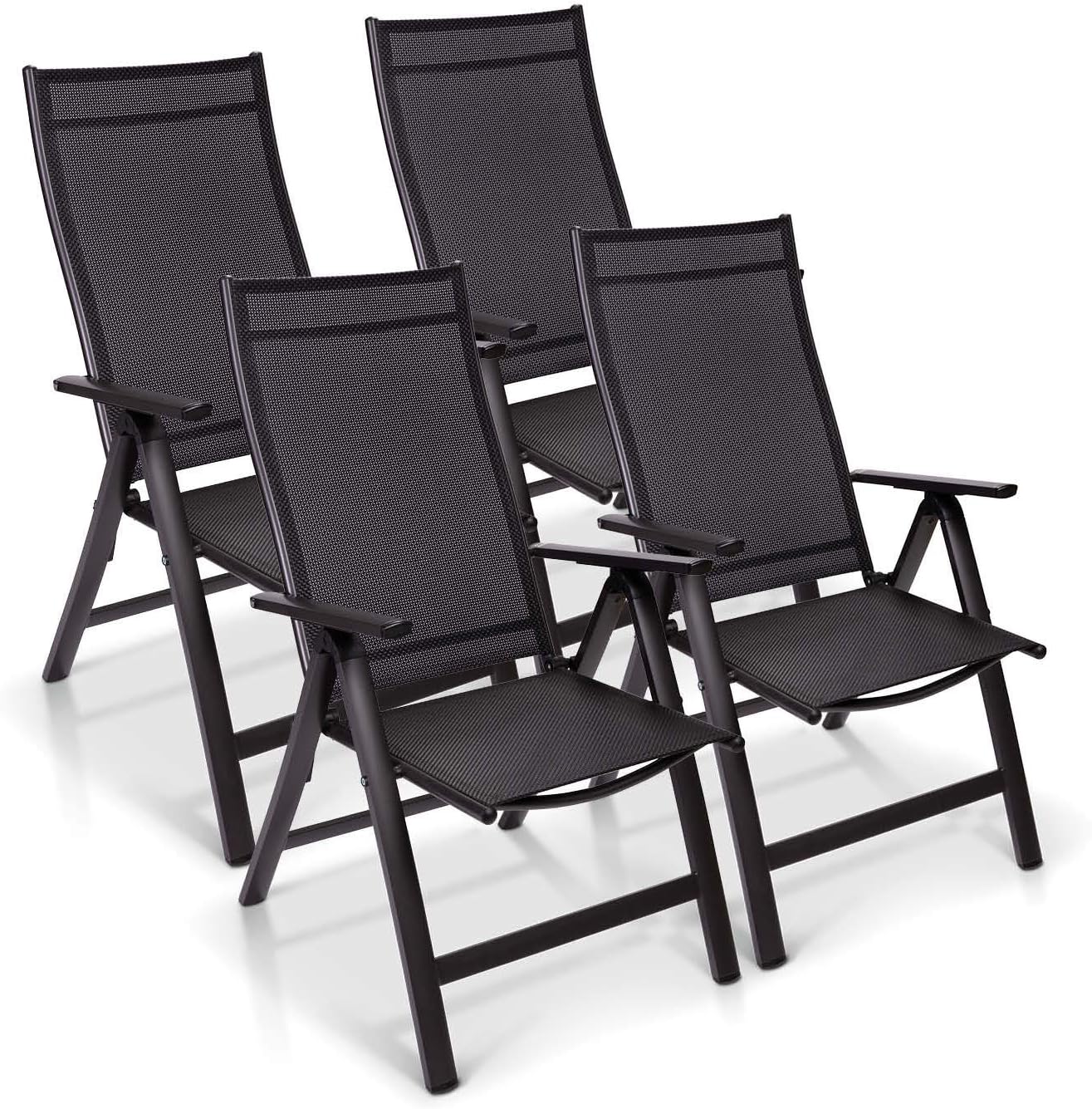 Homeoutfit24 Reclining Garden Chairs, Folding Garden Chair Set of 4