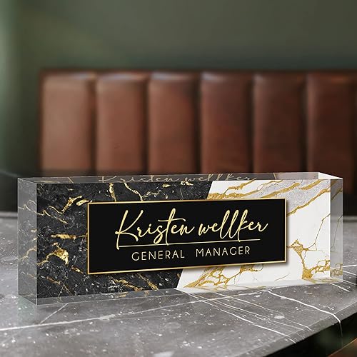 Miniatura 6 de Placa de nombre de escritorio personalizada, placas de identificación acrílicas personalizadas para escritorio, accesorio de oficina para mujeres y