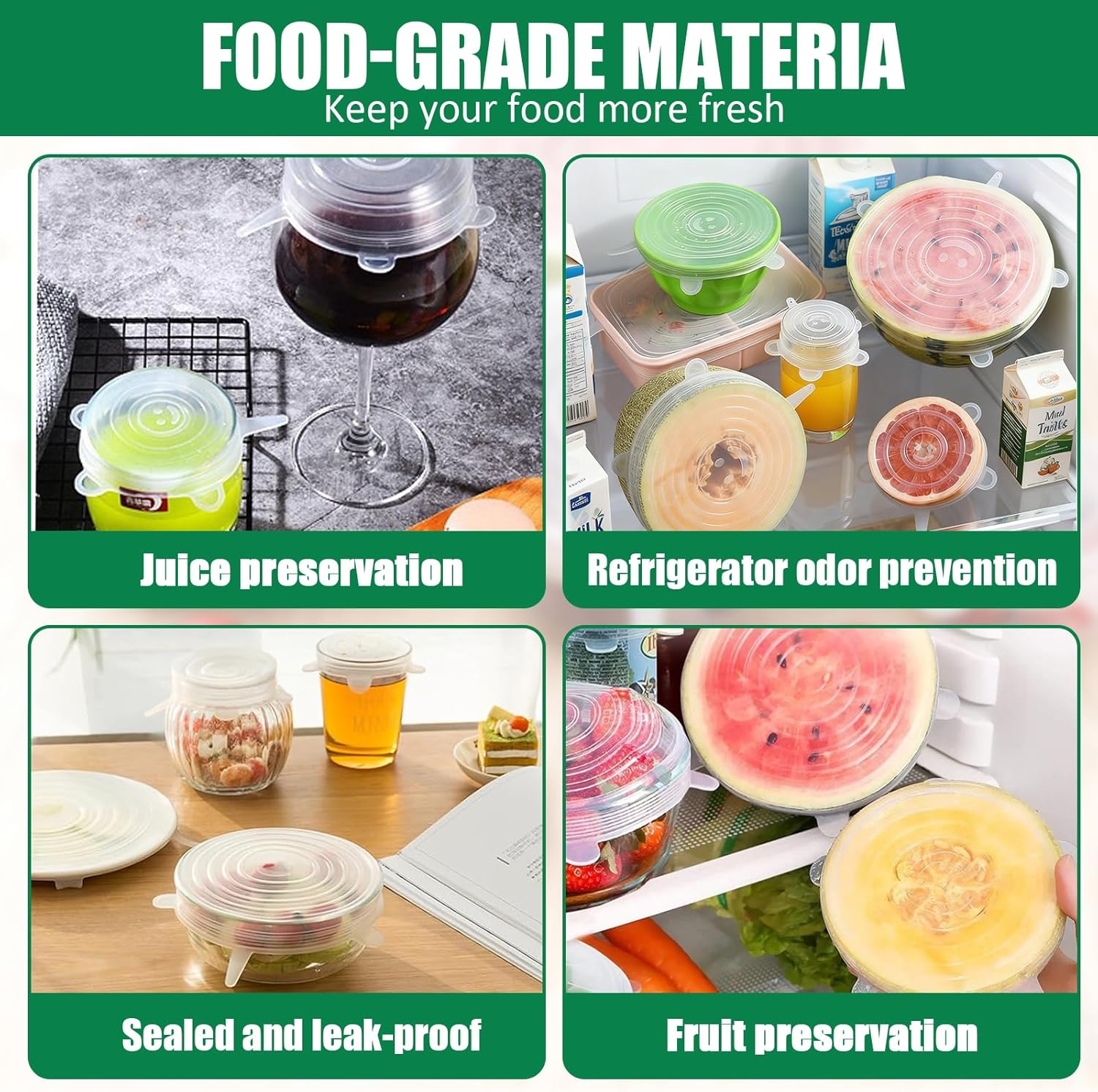 12 Pcs Silicone Stretch Lids Set Reusable Bowl Covers Stretch Lids Bowls Storage Lids for Kitchen Containers Multi Size (White)