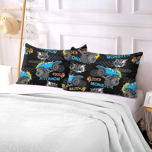Miniatura 5 de Funda de almohada de terciopelo con neumáticos de camión monstruo, funda de almohada larga de franela con cremallera oculta para mujeres y hombres,
