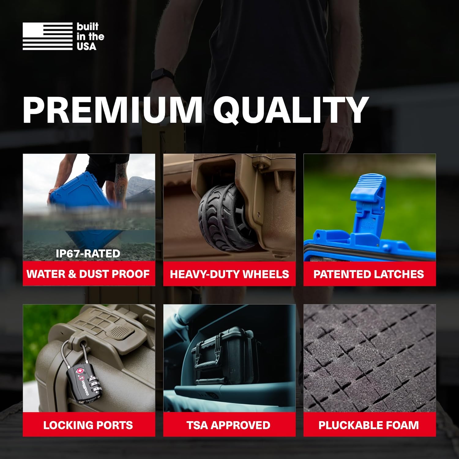 Condition 1 22" Large Rolling Lockable Hard Storage Case with Foam, Waterproof Protective Box for Camera, Tactical, Scientific Gear, Made in USA, 300, 21.84"x13.82"x9" - Image 3