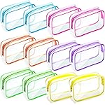 Weewooday 12 Pieces Clear Makeup Bags Cosmetic Storage Bags PVC Zipper Pouches Travel Waterproof Makeup Plastic Case for Women Organizing Toiletries Traveling Bathroom(Medium,Bright Color)