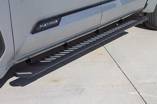 Miniatura 7 de Raptor Series Estribos de 5 pulgadas estilo OEM de aluminio negro para cabina Tundra Crew Max 2022-2023