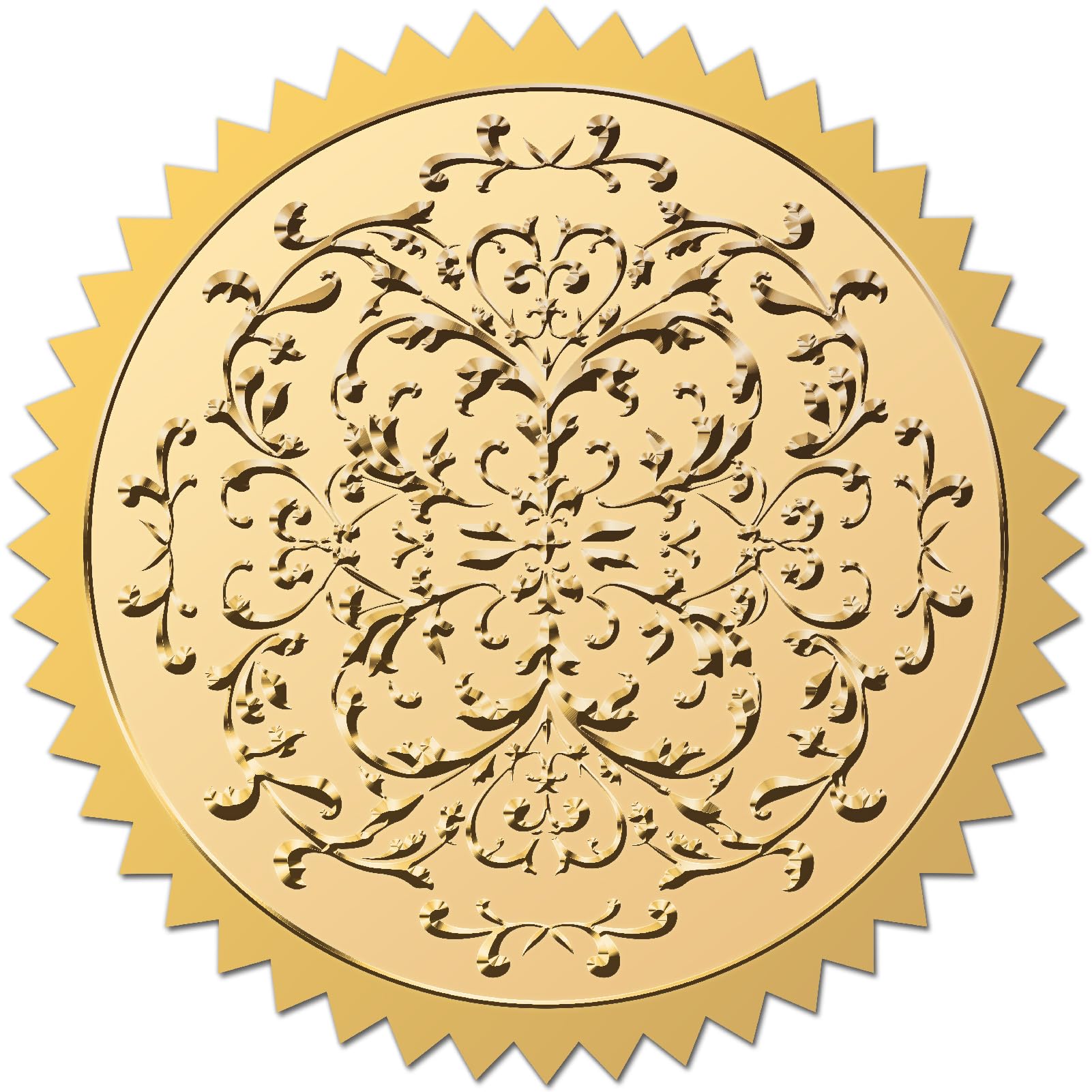 CRASPIRE 2" Flower Gold Envelopes Stickers Self Adhesive Golden Certificate Awards Seals Sticker 100Pcs Vintage Retro Round Decorative Seal for Wedding Birthday Graduation Invitation Card Decor