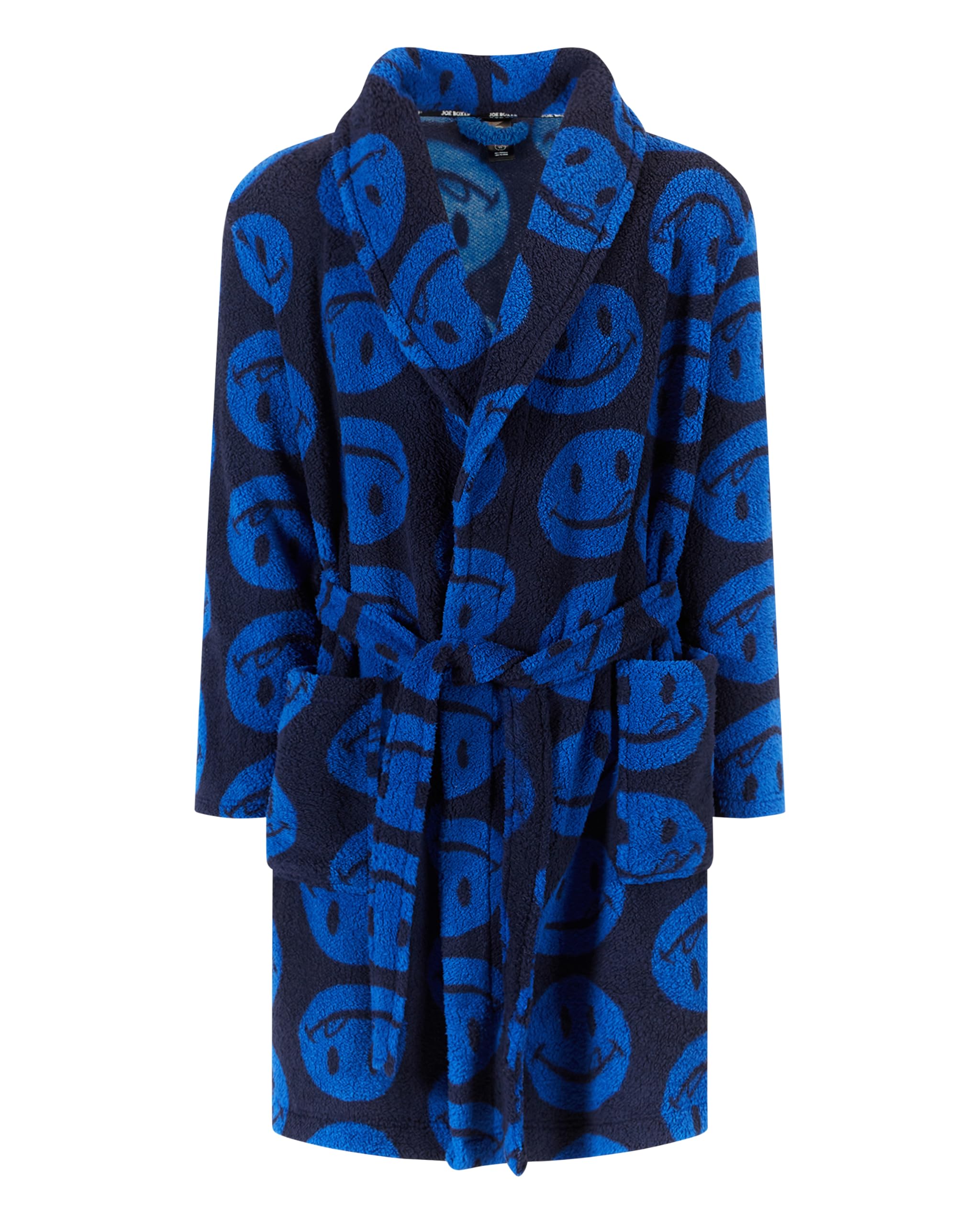 JOE BOXER Warm Sherpa Mens Robe Plush, Soft Sherpa Robe, Cozy Gifts for Men (Deep Blue, One Size)