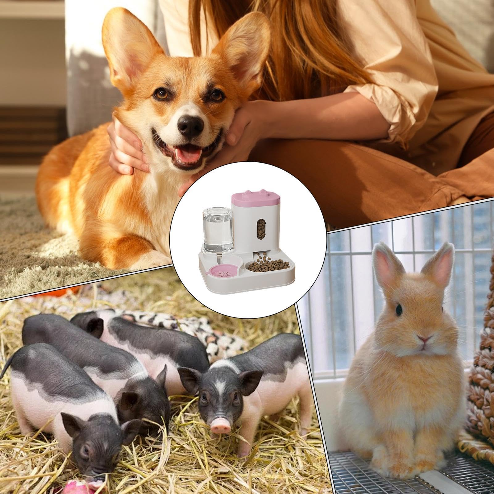 Estación De Alimentación Inteligente Para Mascotas: Dispensador Automático De Agua Y Comida De Doble Tazón, Dispositivo De Programación De Porciones Consistentes Para Gatos Y Cachorros, Solución Higié