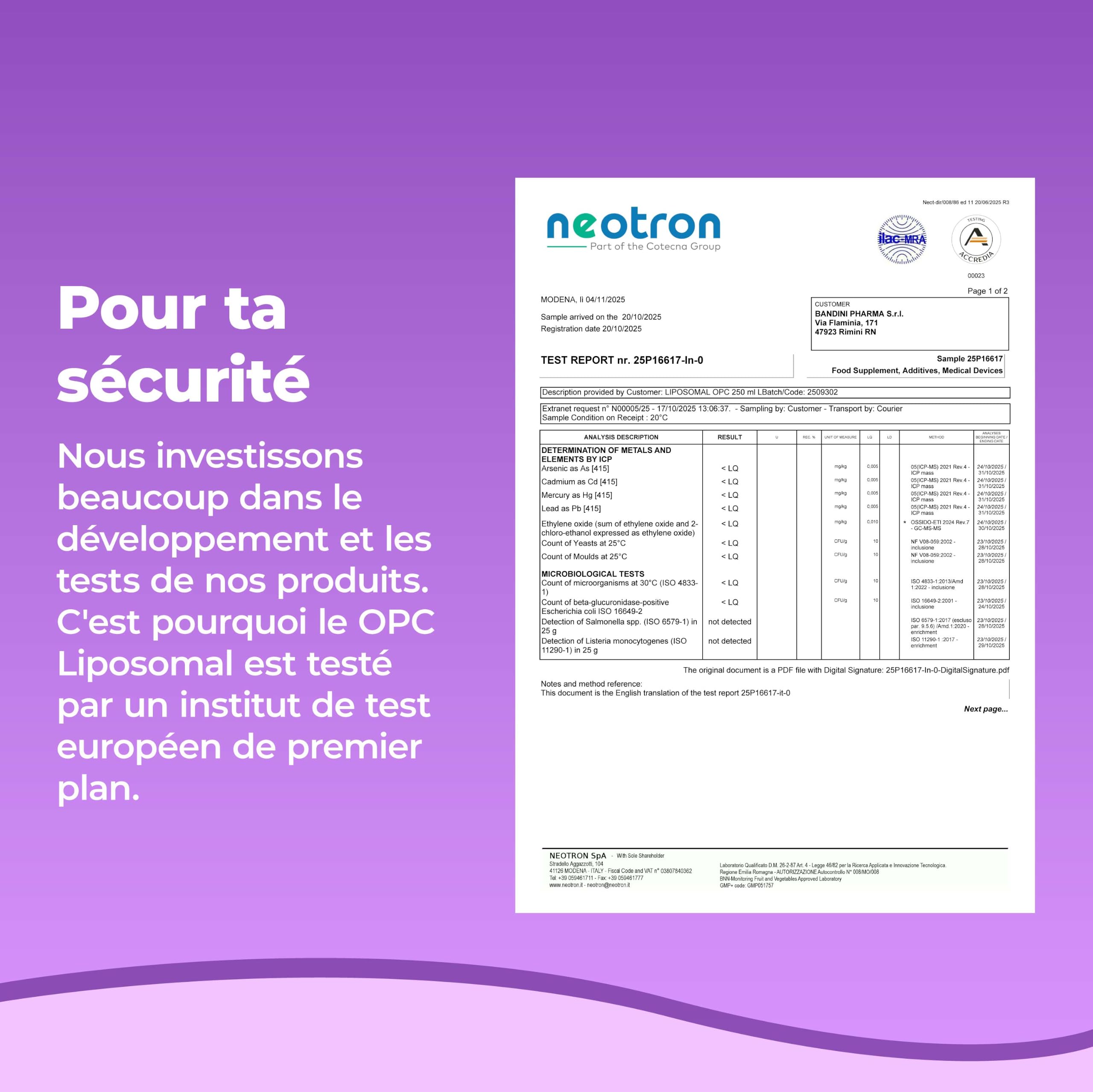 Bandini® OPC Liposomal Liquide 250ml - Extrait de pépins de raisin 95% OPC (200mg par dose) - Absorption optimale avec technologie liposomale - Supplément antioxydant naturel puissant - Pour 25 jours