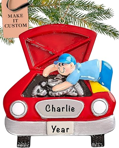 Adorno de mecánico personalizado 2025 | Personalización gratuita las 24 horas | Adornos de Navidad de automóvil grabados con láser para árbol |