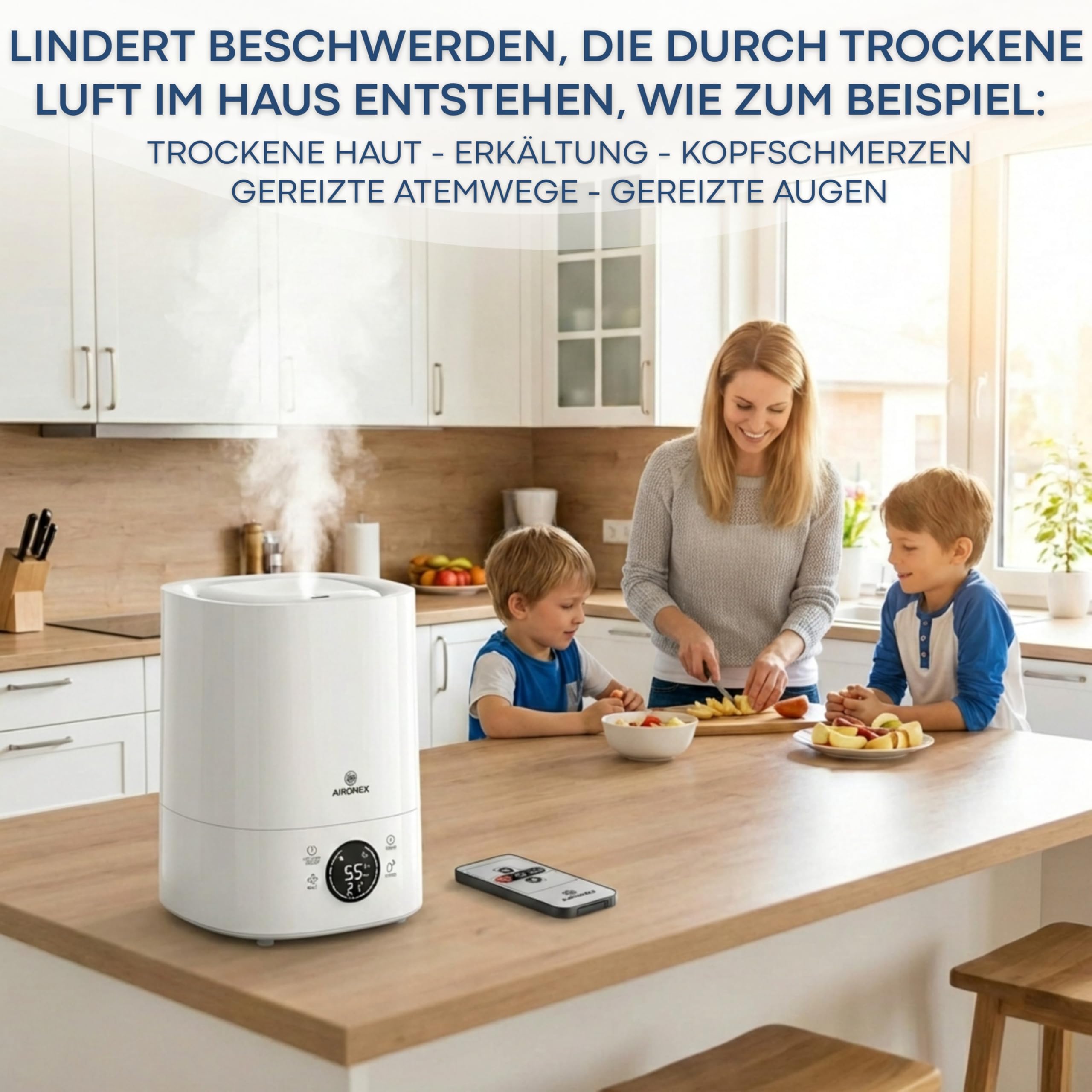 Luftbefeuchter 6 Liter – Top-Fill – Aroma – Luftbefeuchter – Humidifier – Geeignet für Wohnzimmer, Büro, Babyzimmer, Schlafzimmer