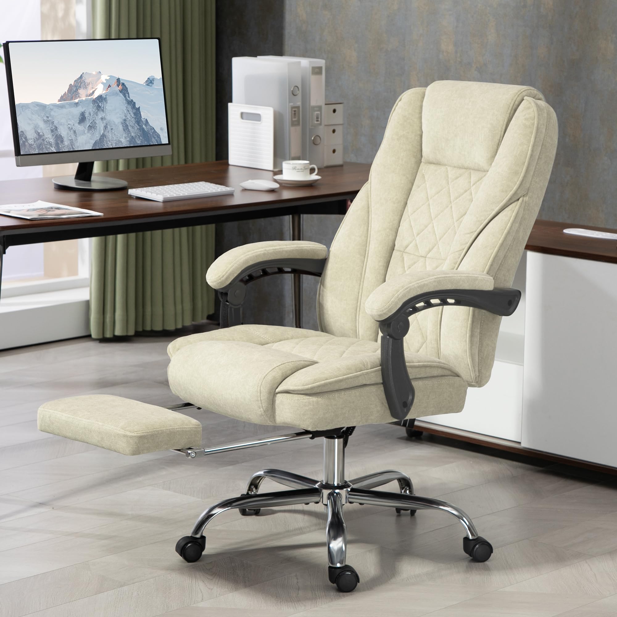 Vinsetto Silla de Oficina ergonómica con Masaje y calefacción, Beige