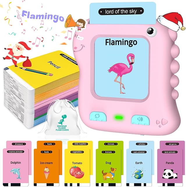 Talking Flash cards for Toddler Age 1 2 3 4 5 Year Old Educational Learning Toddler Toys 234 Words British English Extra Thick Dinosaur Toys for Boys Girls Speech Development Montessori Sensory Toys