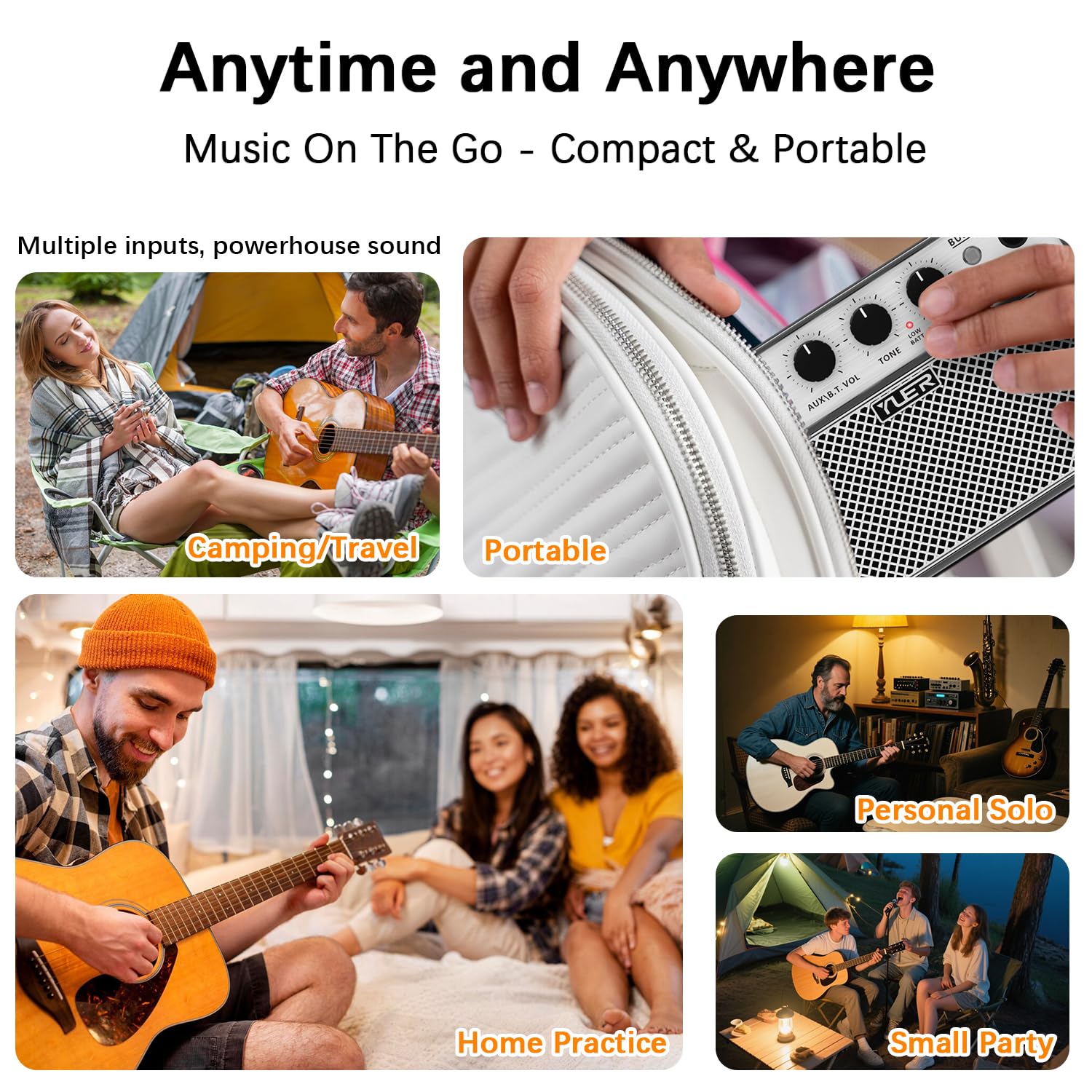 Yuer BA-10Pro 10W Acoustic Guitar Amp, Portable Vocal & Guitar Amplifier with Digital Delay/Reverb Effect Headphone Jack/OTG Wireless Small Guitars Amp for Recording, Practice, Travel with Carry Bag