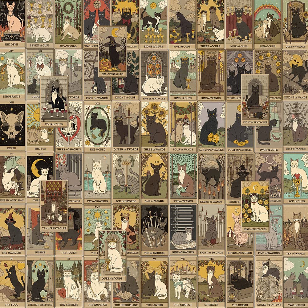 Bric dodo Tarot 72Pcs Waterproof Vinyl Stickers for Laptops, Cars, Skateboards, Luggage, Bikes, Multicolor Tartan Street Art Decorative Stickers, Reusable, Outdoor, 2.36 - 3.14 Inch, 72 Count