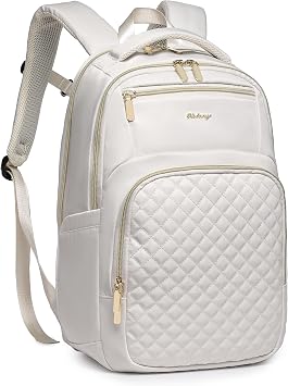 17inch large capacity Laptop Backpack Purse for Women, 17inch Work Travel Computer Bags beige, 17Inch