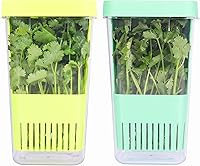 LUVCOSY 2 Pack Herb Keeper - BPA-Free Herb Saver with Inner Basket, Keeps Cilantro Mint Parsley Asparagus Fresh 3x Longer