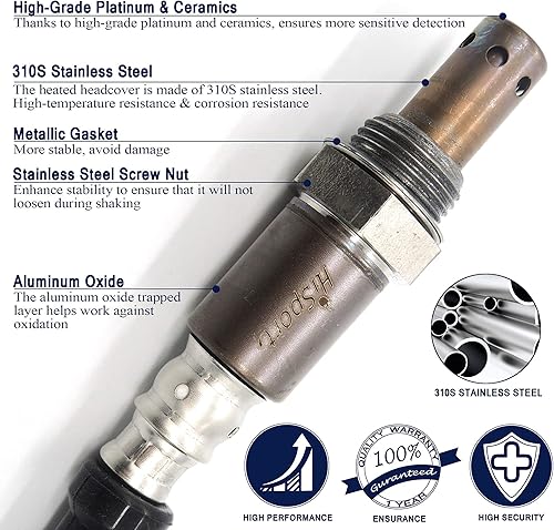 Miniatura 2 de HiSport Sensor de oxígeno 250-54065 - Reemplazo del sensor de O2 calentado, sensor de relación de combustible de aire de 4 hilos aguas arriba