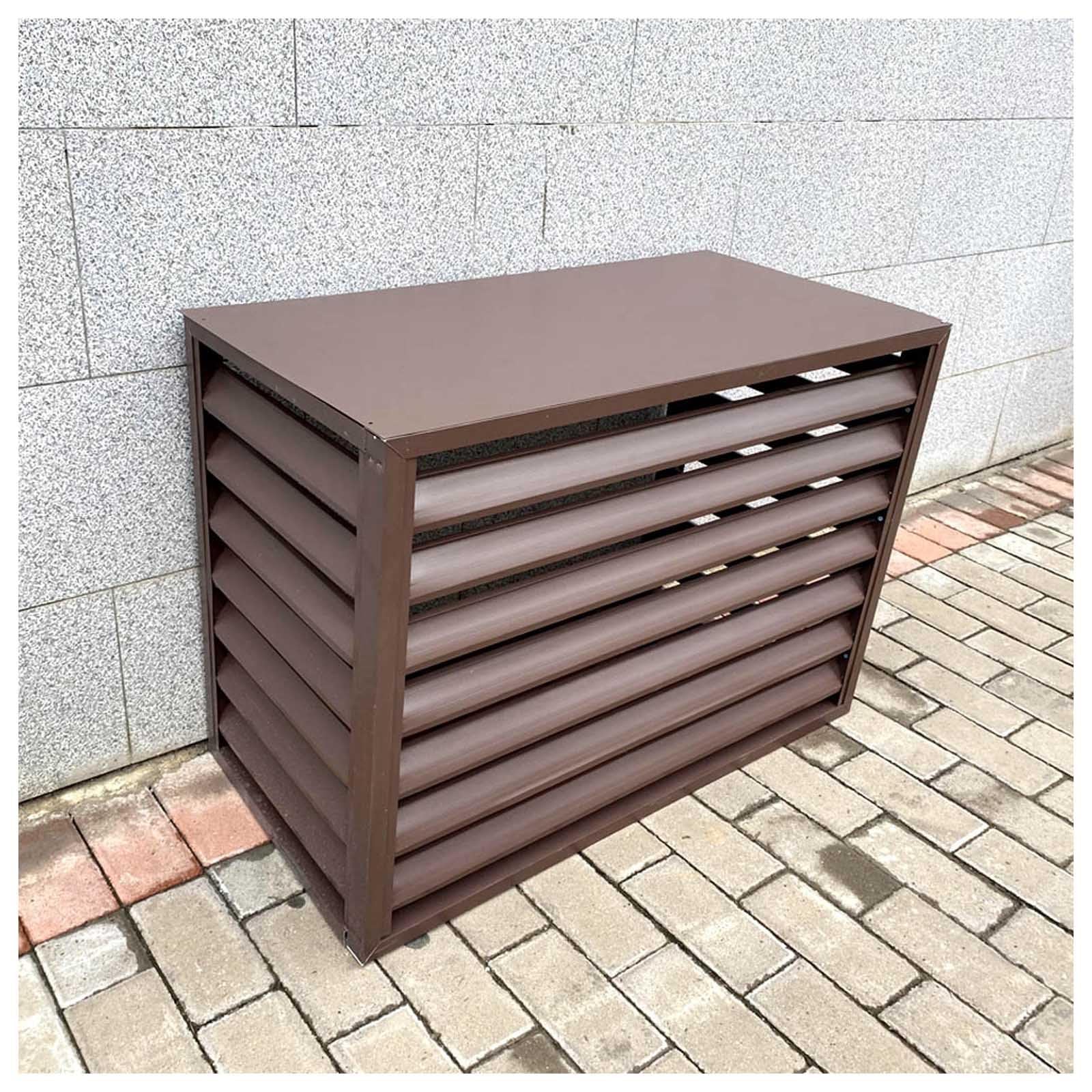 AYCDL Louvered Air Conditioner Fence Screen, Waterproof Heavy Duty Protective Cover for Outdoor AC Units, Enhances Privacy and Plant Stand Compatibility,Brown-100x50x70cm