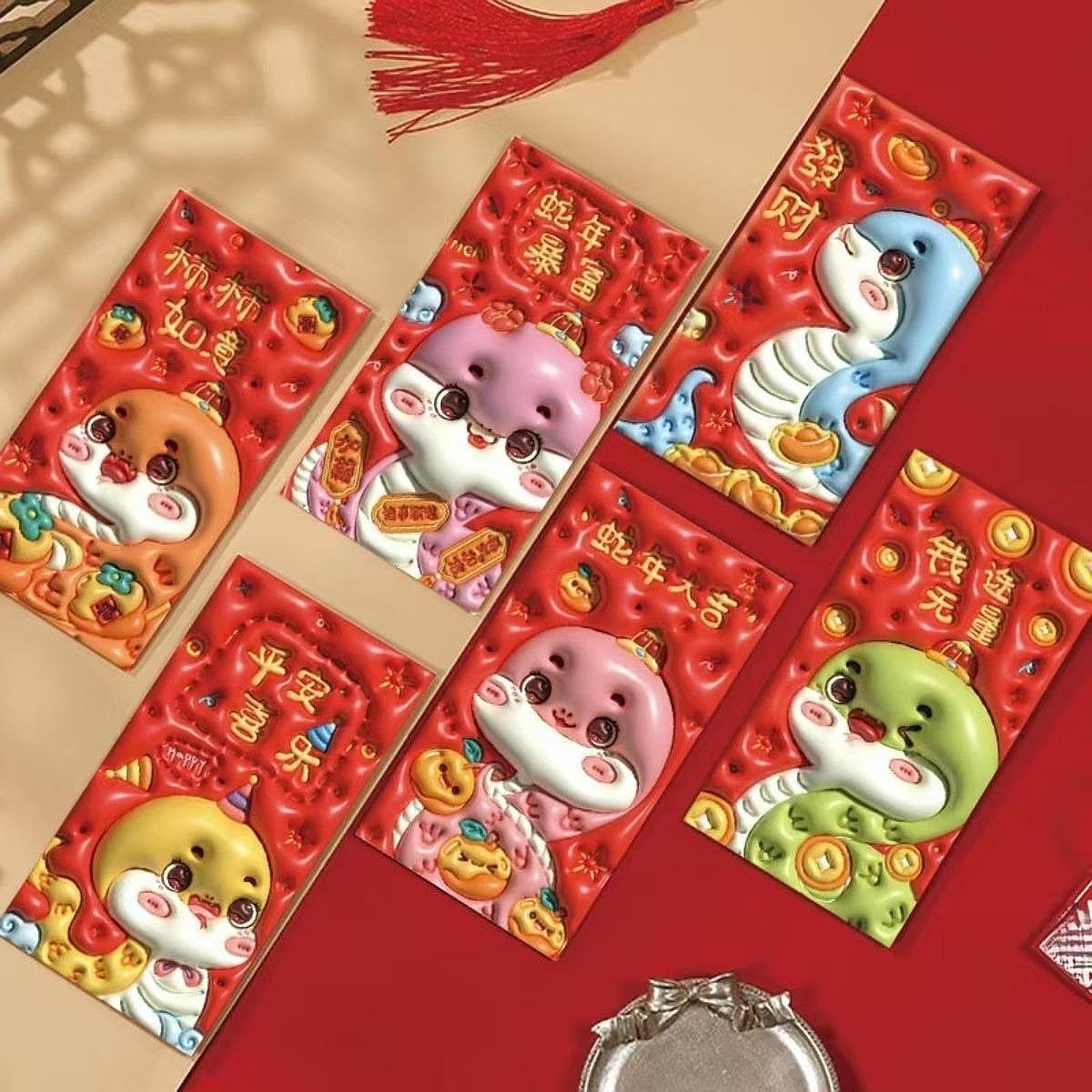 THE STYLE SUTRA 6X 3D Big Head Snake Red Envelopes Chinese Lunar New Year Decoration Hongbao-image-38