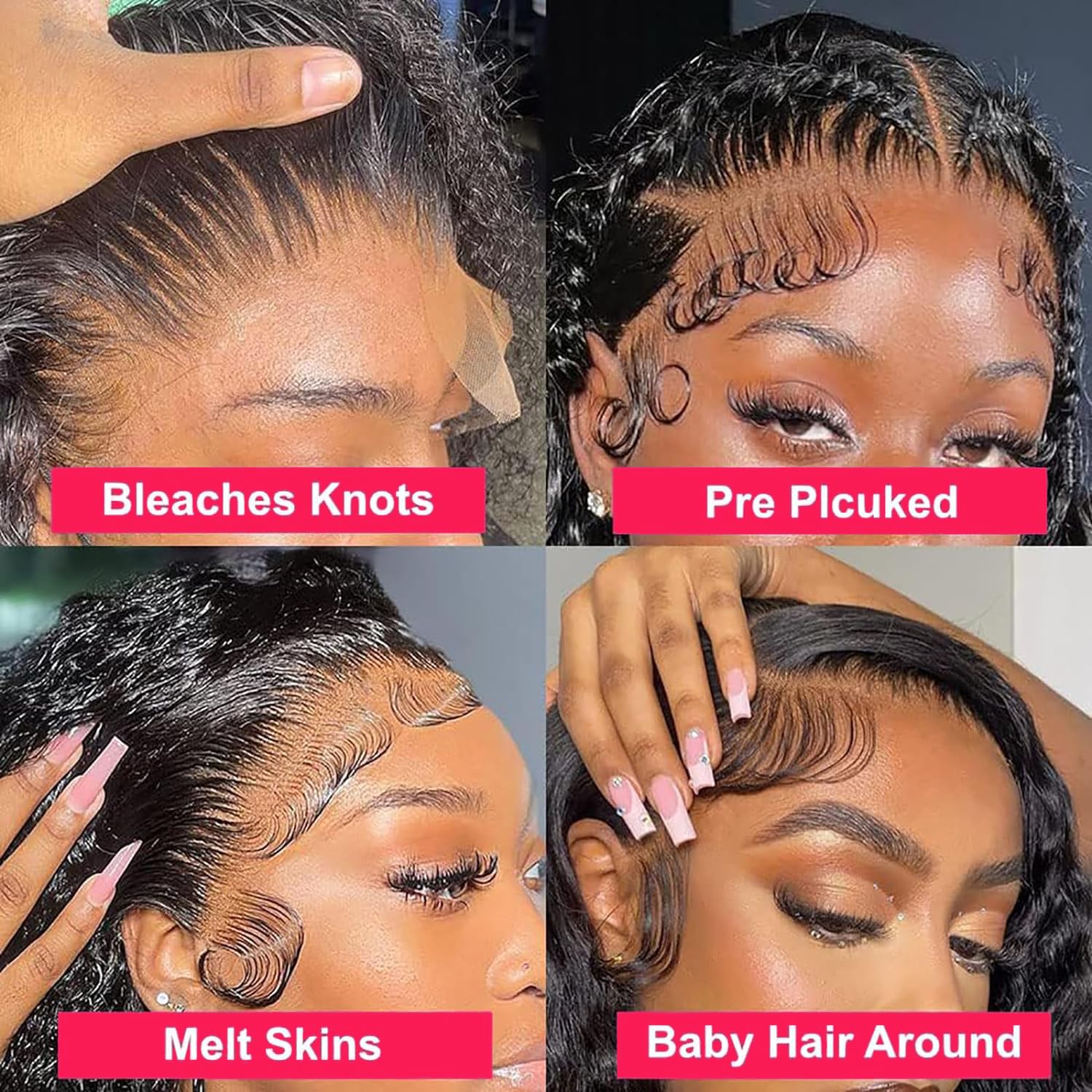 Deep Wave 13x6 HD Transparent Lace Front Wigs Human Hair Lace Frontal Curly Wigs for Women Wet and Wavy Glueless Wigs Human Hair Pre Plucked with Baby Hair Deep Curly Wigs Natural Color 24 Inch