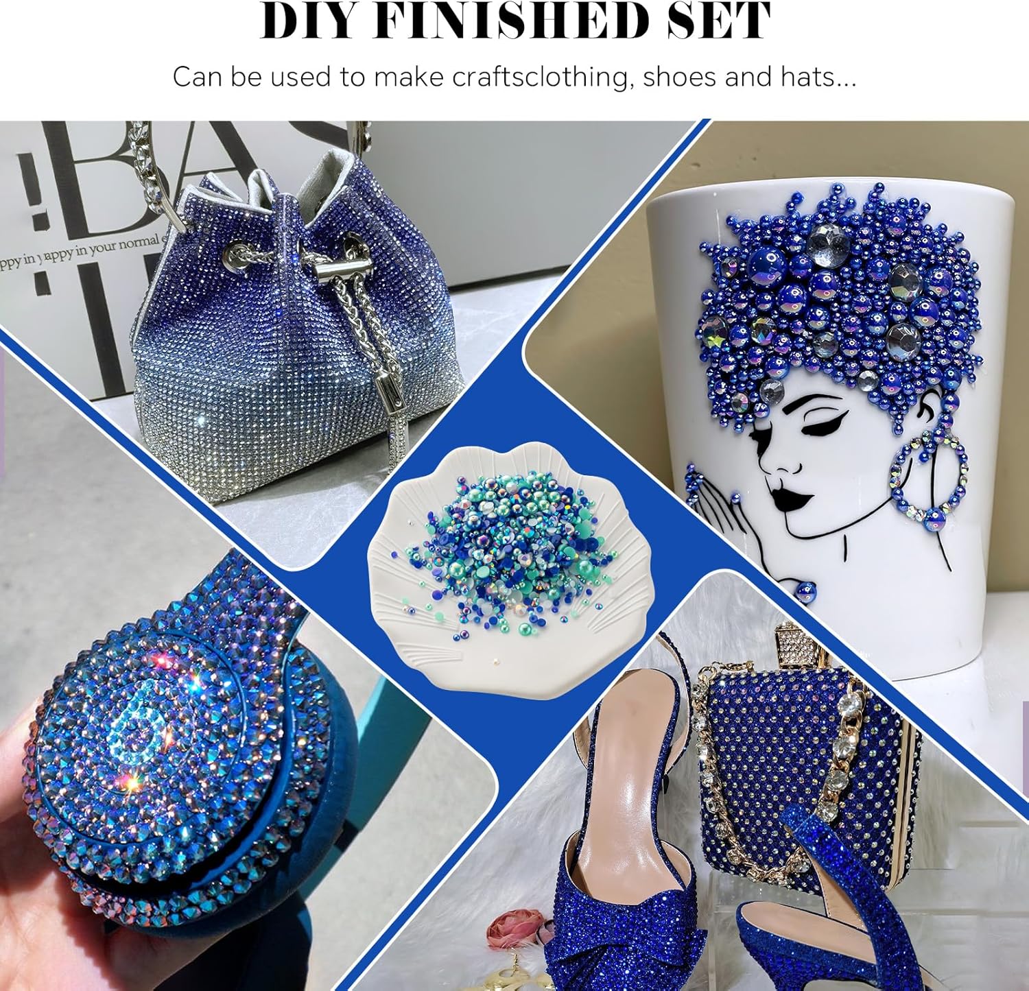 4298Pcs Cyan Blue Flat Back Pearls Rhinestones for Crafts Mixed Size 3mm-8mm AB Color Round Half Pearls Flatback Pearl Beads and Resin Rhinestones Set for Face Art - Image 7