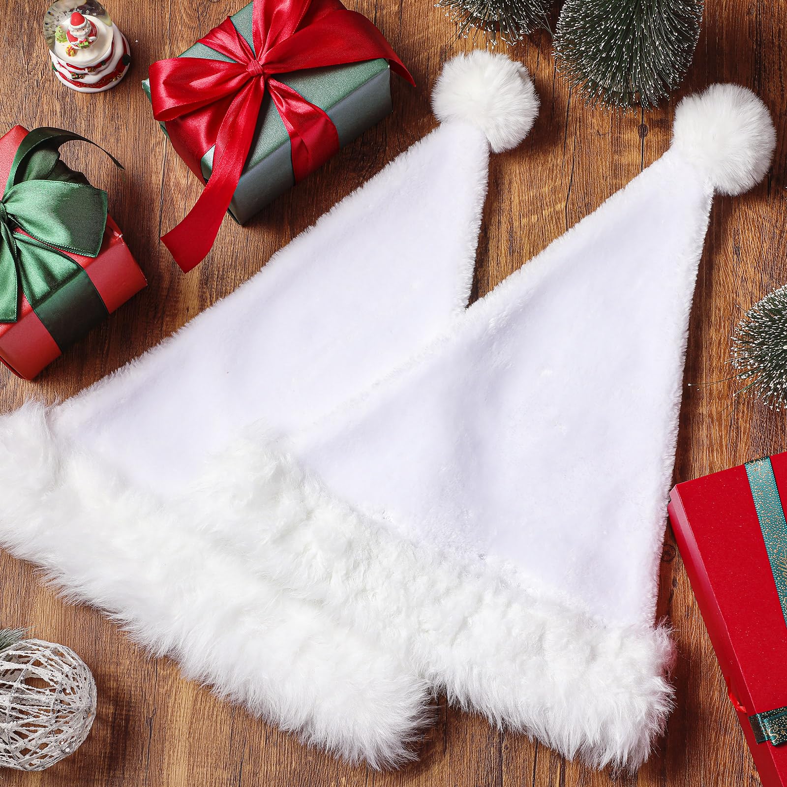 Geyoga 6 sombreros de Navidad de Papá Noel, sombreros de Papá Noel, sombreros de felpa para adultos, suministros de fiesta festiva de Navidad