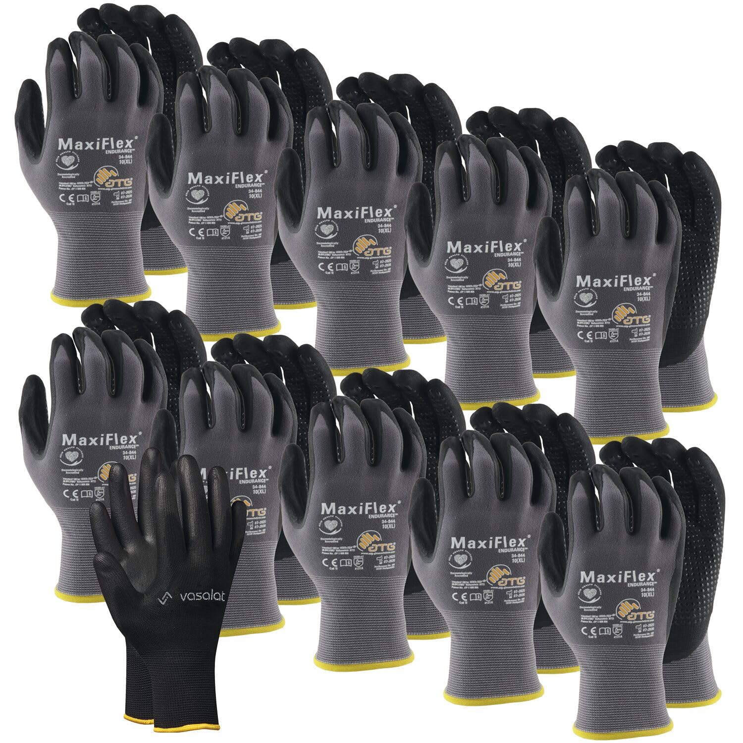 ATG Maxiflex Handschuhe Gr. 10 Endurance 10 Paar - Arbeitshandschuhe mit Noppen für Herren und Damen
