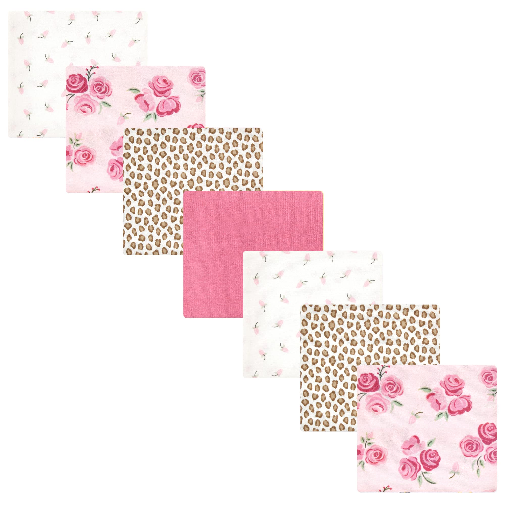 Hudson Baby Unisex Baby Cotton Flannel Receiving Blankets Bundle, Blush Rose, One Size