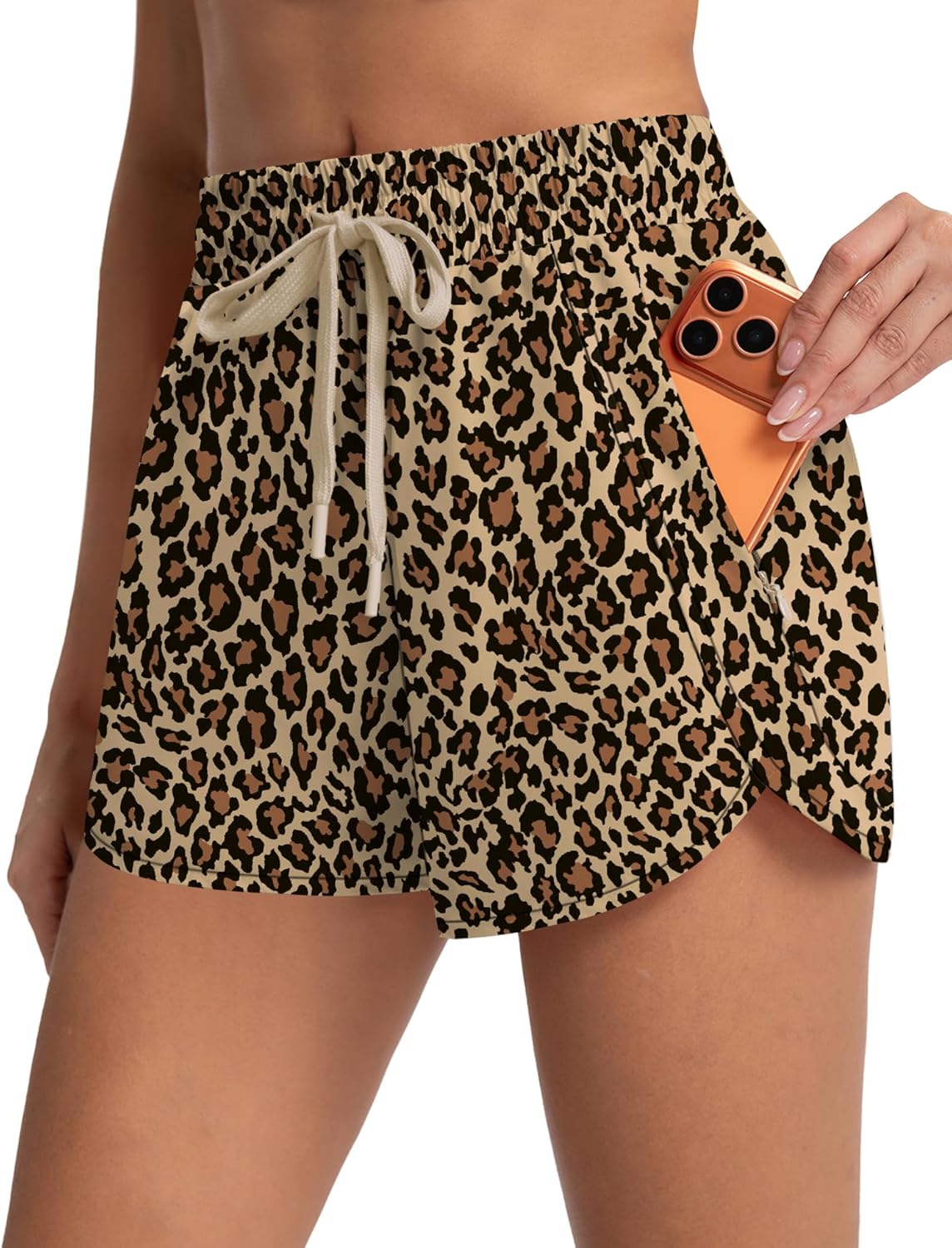 Loovoo Running Shorts for Women High Waisted Athletic Hiking Workout Gym Tennis Lightweight Shorts with Zip Pockets UPF 50+