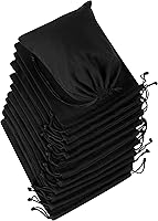 DR Black Cotton Drawstring Bags 7x9 Inch - 12 Pack Reusable Cinch Pouches for Travel, Pantry, Gifts & Organization