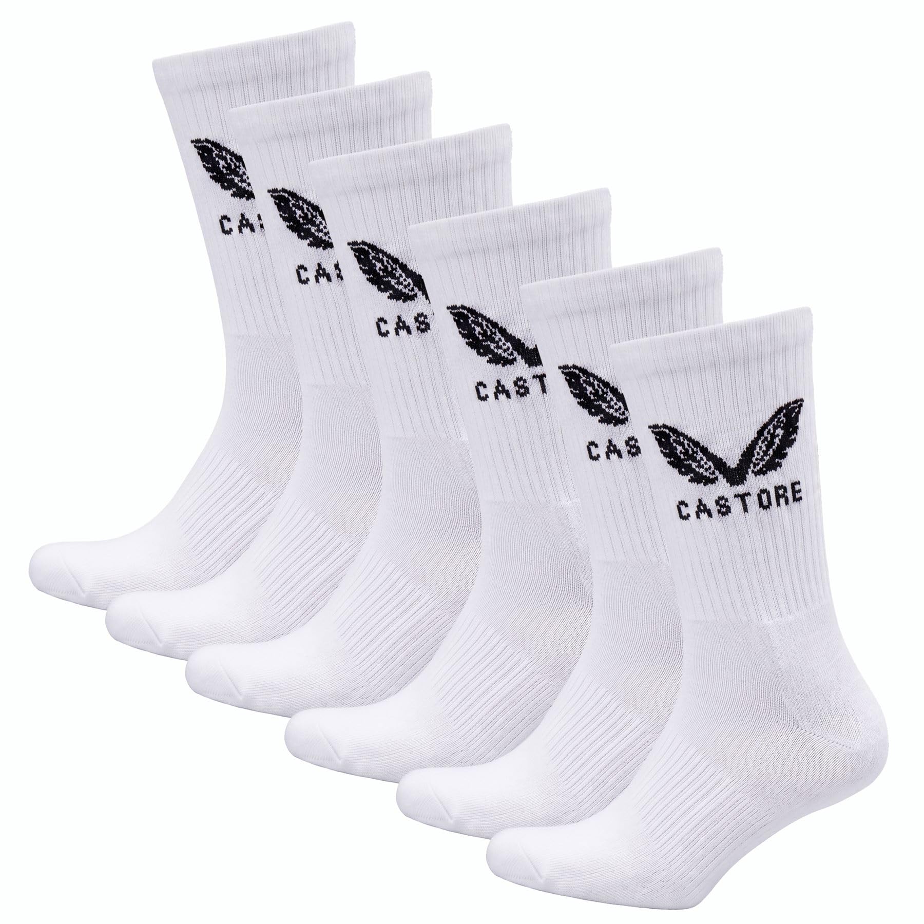 Castore Men's & Women's 10-Pack Half Cushioned Crew Socks White Performance Athletic Sports Socks for Running, Training & Gym Arch Support & Comfort Rib White UK 7-8.5
